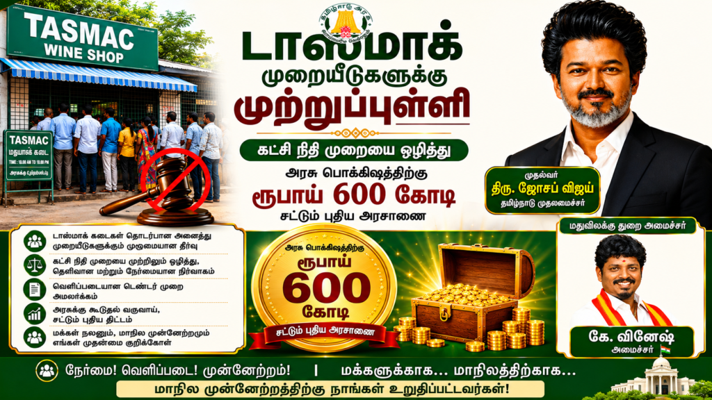 டாஸ்மாக் முறைகேடு: ‘கட்சி நிதி’ முறையை ஒழித்து அரசுப் பொக்கிஷத்திற்கு ரூ.600 கோடி ஈட்டும் புதிய அரசாணை!